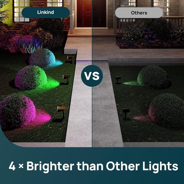 Detalle de Linkind Lampes solaires extérieures RGBTW avec synchronisation musicale (IP67) – lot de 2