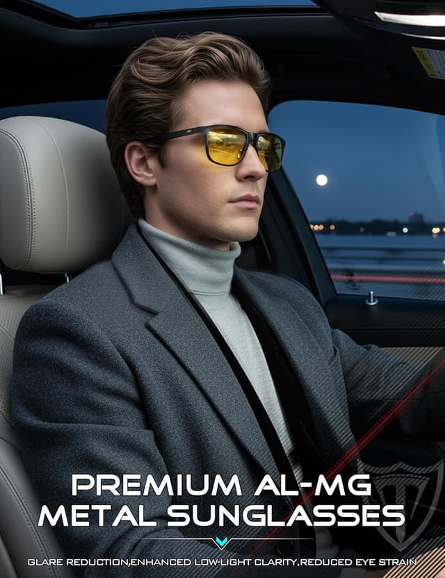 Detalle de ATTCL Sonnenbrille Herren polarisiert UV400 – leichter Aluminium-Magnesium-Rahmen für Autofahren, Wandern & Reise