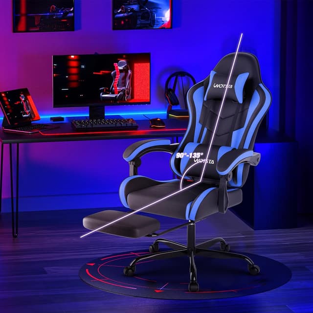 Thumbnail 1 de Gaming Chair with Footrest Ergonomic Comfort