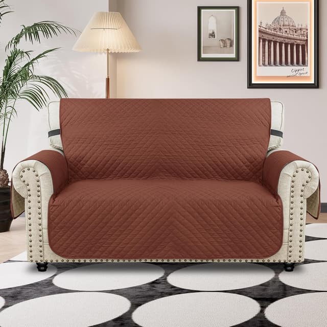 Detalle 2 de Ystyle Copridivano trapuntato natalizio estivo impermeabile per divano 2 posti con braccioli (caffè)