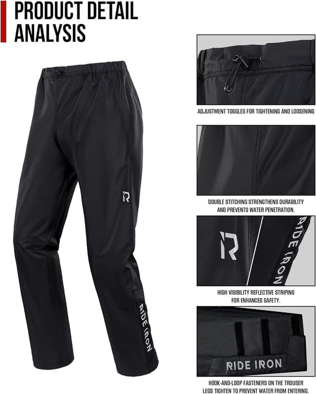 Thumbnail 6 de RIDEIRON Tuta Antipioggia Moto Uomo impermeabile 10.000 mm traspirante riflettente e compatta