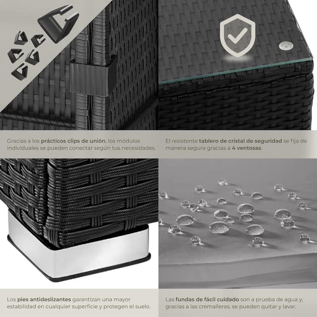 Thumbnail 4 de tectake® Conjunto Jardín Ratán 3+1 con Mesa