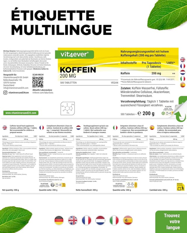 Thumbnail 6 de Caféine 200 mg – 500 comprimés