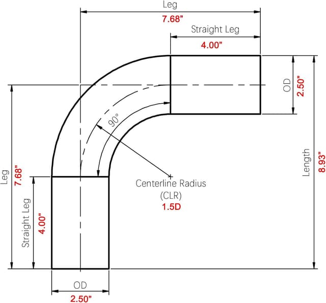 Detalle de AC Performance 2.5" (63mm) 90 Degree Aluminium Elbow Intercooler Pipe – 1.5D Radius, Brushed Finish