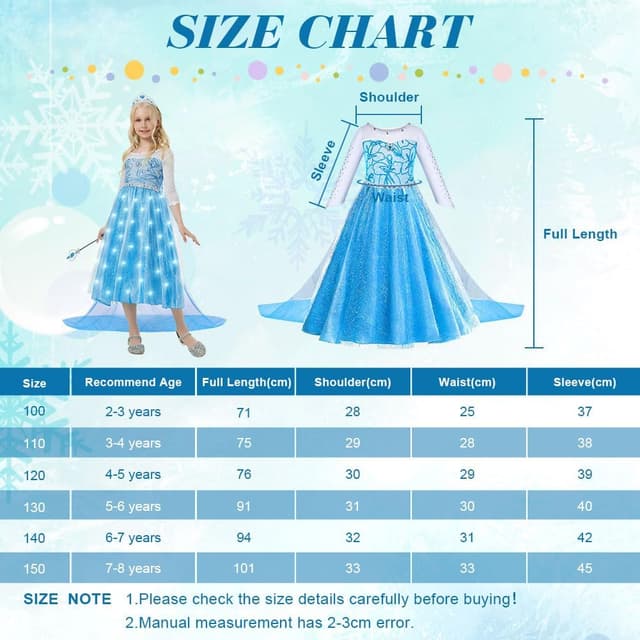 Detalle 2 de ACWOO Vestito Set principessa del ghiaccio luminoso con corona e bacchetta