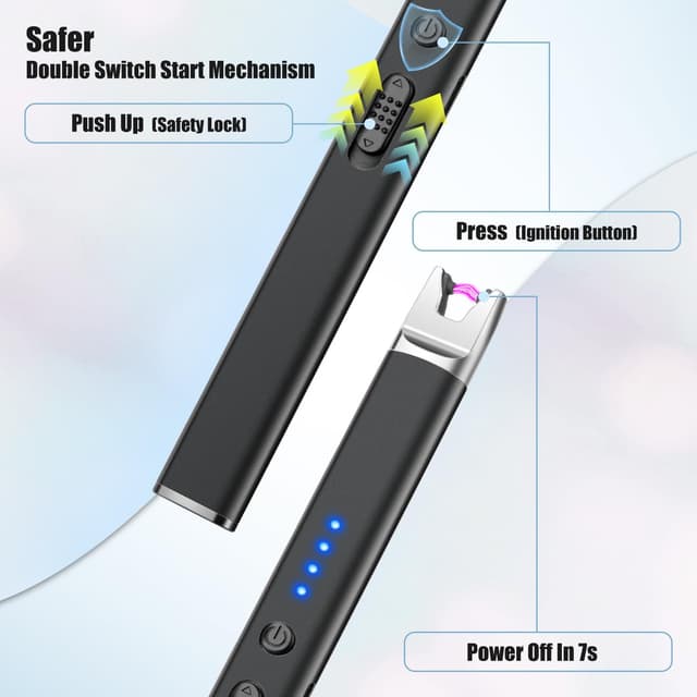 Detalle 2 de lcfun Electric Candle Lighter 2 Pack (Long Reach, USB C Rechargeable, Flameless Plasma Lighters)