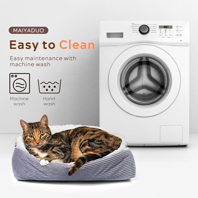 Detalle 2 de MAIYADUO Weiches Katzenbett (waschbar) 42x38 cm, 2-in-1 Plüsch-Katzensofa & Schlafdecke – entfaltet 61x51 cm
