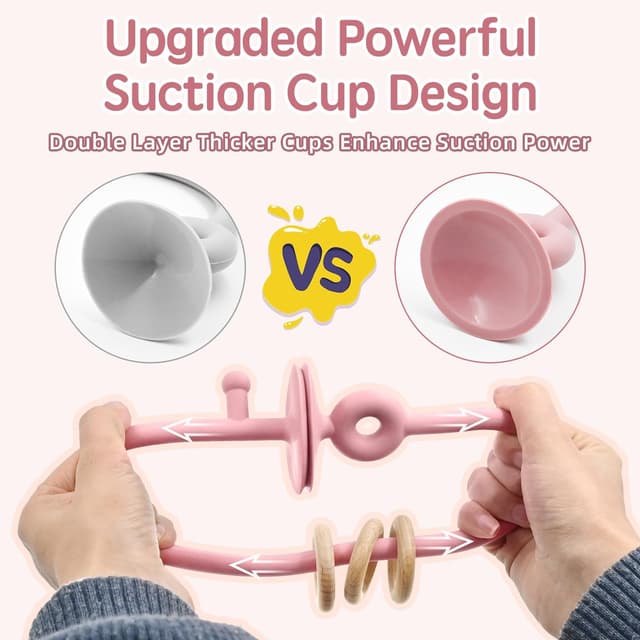 Detalle 2 de AiTuiTui Multi Purpose High Chair Suction Toy (Dark Red) – Sensory toddler feed-time toy