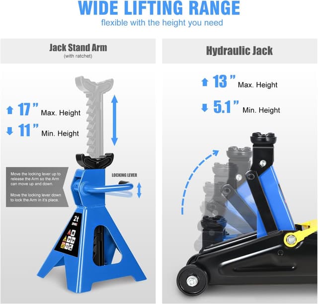 Detalle de DNA Motoring 2 Ton Jack and Stands Kit