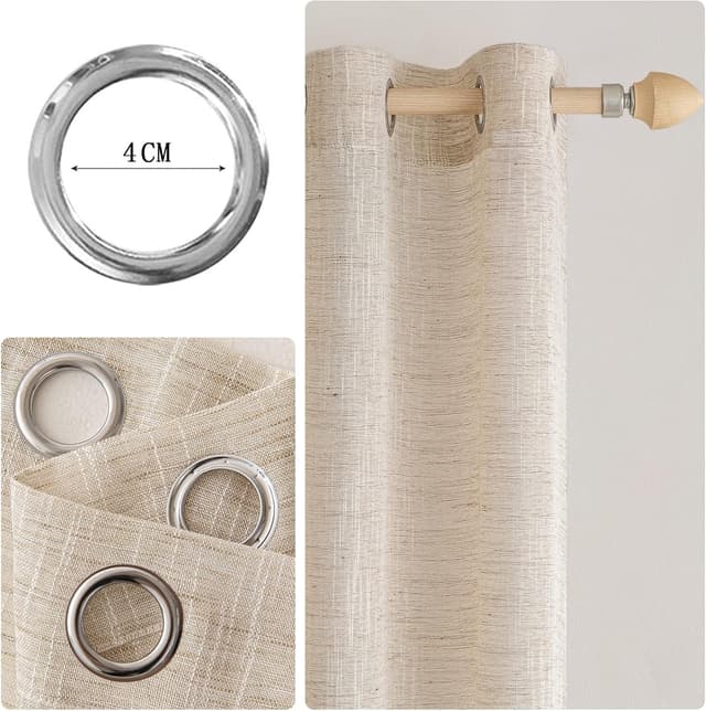 Detalle 2 de MIULEE Leinen-Vorhang Ösen Voile 2er Set 140×245 cm
