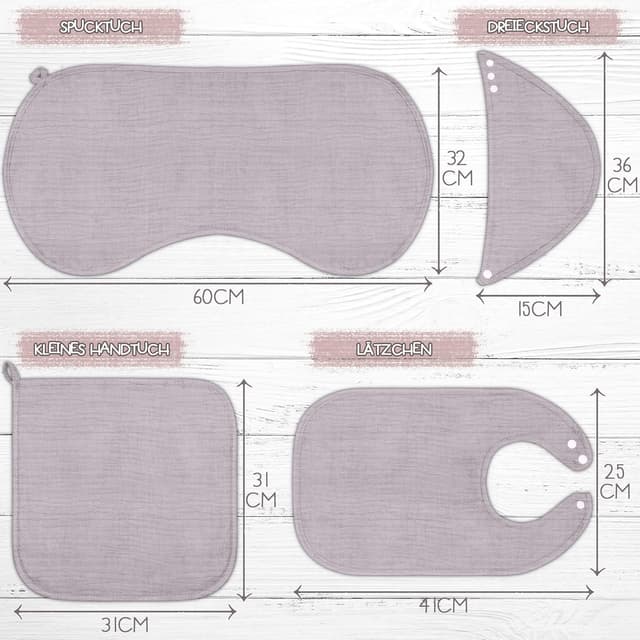 Thumbnail 1 de Milaboo® 4er Set Lätzchen Baby Geschenkset zur Geburt (Dunkelgrau) aus 100% Bio-Baumwolle