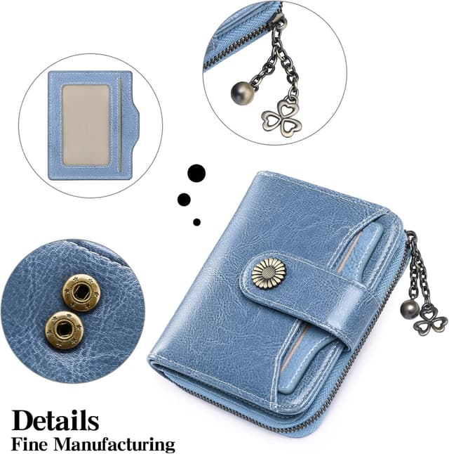 Detalle de SENDEFN Damen-Geldbörse klein aus Leder mit Münzfach und RFID-Blocker