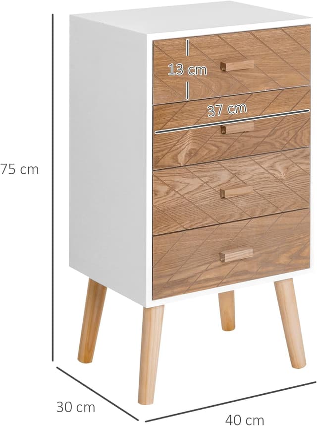 Thumbnail 2 de HOMCOM Table de chevet scandinave 40 x 30 x 75 cm