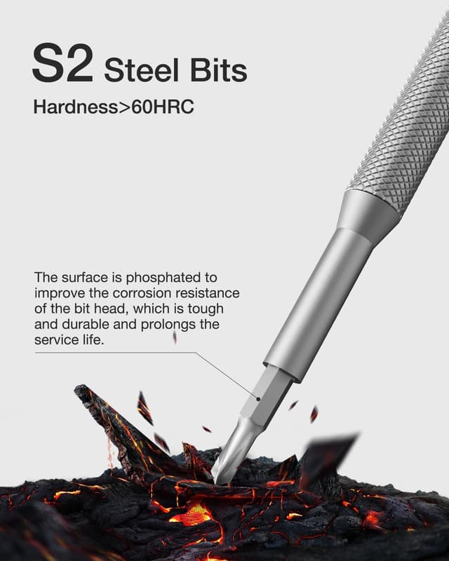 Detalle de VCELINLK Precision Screwdriver Set (57 in 1) with 56 S2 Bits and Magnetic Storage Box