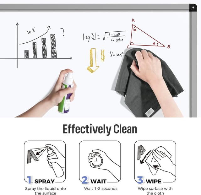 Detalle de loukin 4pcs Magnetic Whiteboard Cleaning Cloth (with cleaner) for classroom, home and office