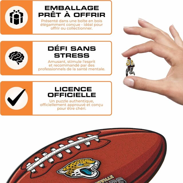 Detalle de Iconic Puzzles Jacksonville Jaguars – Puzzle en bois sous licence officielle NFL, 150 pièces (taille S)