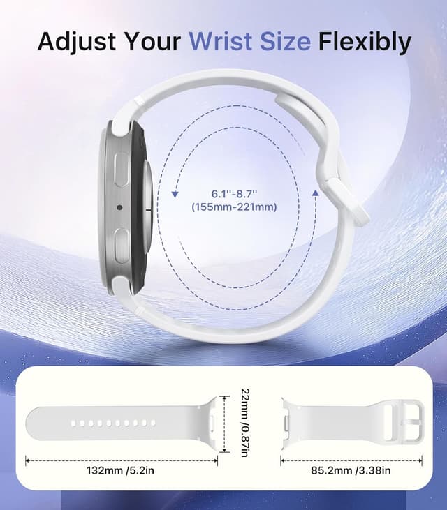 Detalle 2 de TiMOVO 6-Pack Sport Bands for Samsung Galaxy Watch 8 (40mm/44mm) & 8 Classic (46mm) – Soft Silicone Replacement Straps