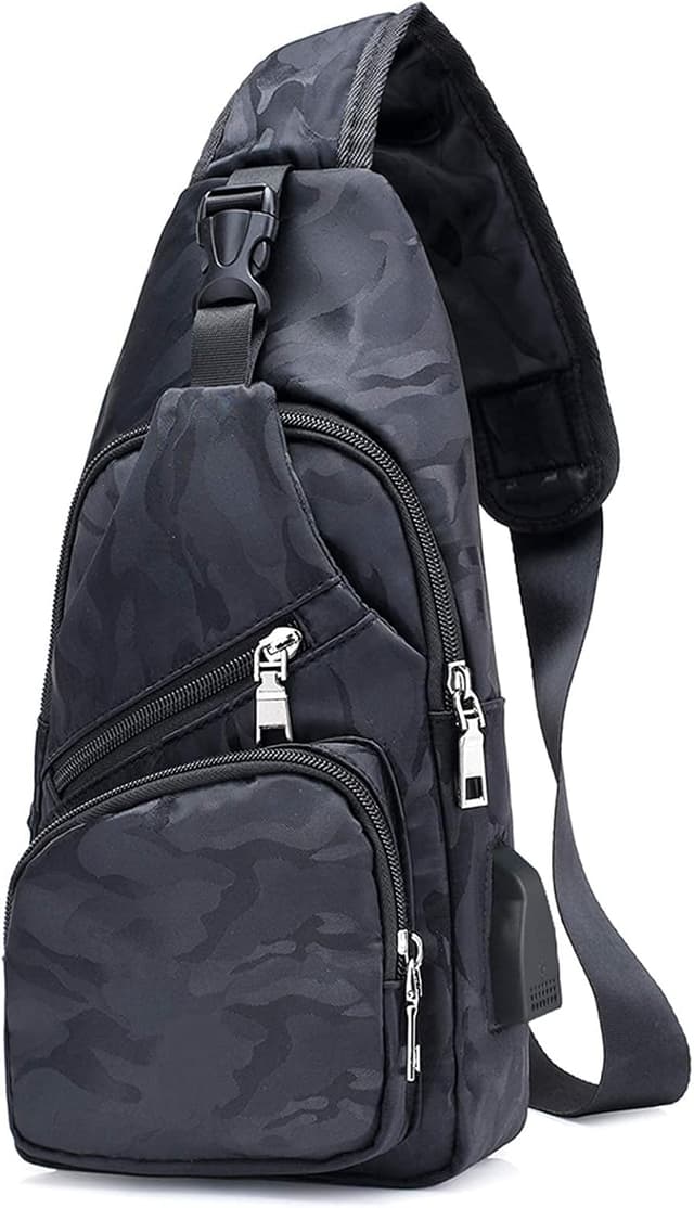 Thumbnail 6 de flintronic Zaino Monospalla Sling Bag a tracolla uomo con USB esterna e 3 tasche