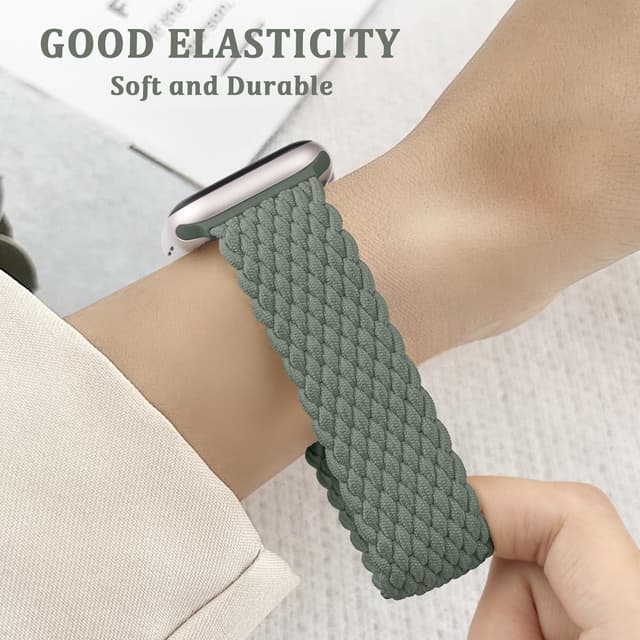 Detalle de DigiHero Braided Loop braided nylon Apple Watch strap with magnetic clasp (Sport stretch band) — compatible with 38–46mm