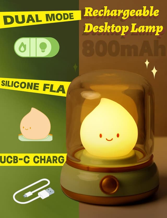 Detalle 2 de IHALO Kinder-Nachtlicht mit Touch-Dimmung, Timer und Akku (USB), warmweißes Stilllicht