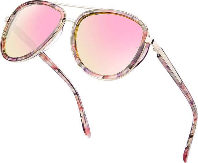 Detalle de Bircen BC2001 Polarized Retro Mirrored Sunglasses for Women with Acetate Frame