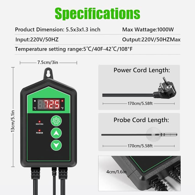 Thumbnail 6 de Termostato digitale RIOGOO per tappetino termico 1000 W