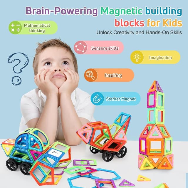 Detalle 2 de mysoler Magnetische Bausteine – 123-teiliges Magnetspielzeug für Kinder ab 2 Jahren