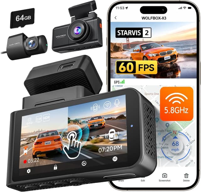 Detalle de WOLFBOX X3 2.5K Dash Cam 64GB