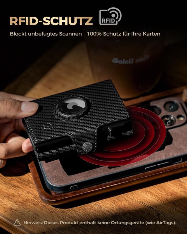 Thumbnail 5 de LORZOR AirTag Wallet Slim mit XXL Münzfach
