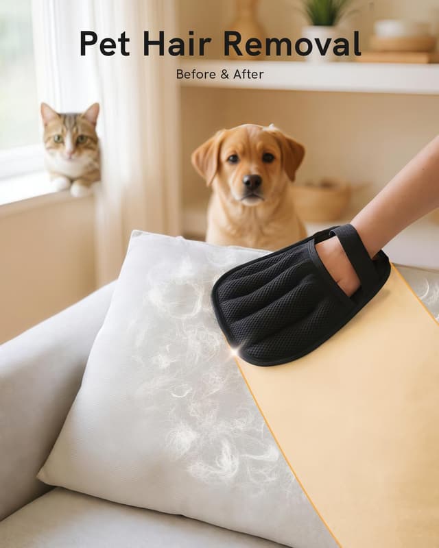 Detalle 2 de WitLion Upgraded 3PCS Double-Sided Pet Hair Removal Gloves (Reusable, Electrostatic) – Black