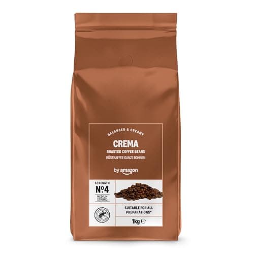 Detalle de by Amazon Crema Café en grano de tueste natural Intensidad 4 (Medio Fuerte), 1 kg