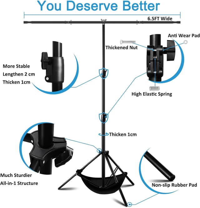 Thumbnail 1 de ManaPina Backdrop Stand Kit 5 x 6.5 ft green screen backdrop 🎥