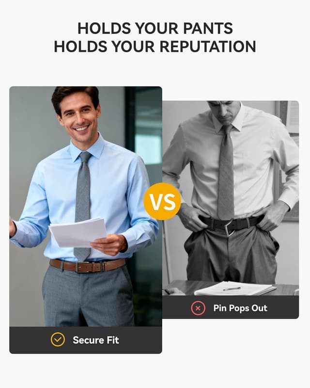 Detalle de CHAOREN Mens Leather Dress Belts (1 3/8") – Black or Brown, work, business and casual fit