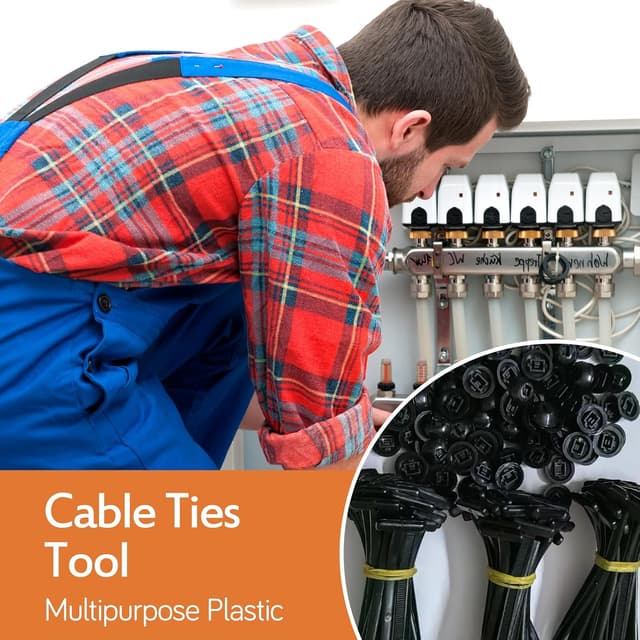 Detalle 1 de IGRARK 150er Universal-Kabelbinder-Verschluss mit UV-beständiger Nylonhalterung (Click-Mechanismus)