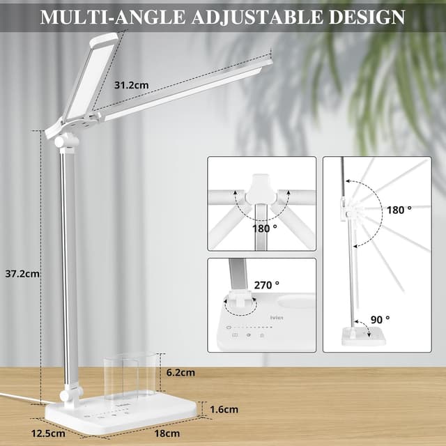 Detalle 2 de iVict Dual Swing Arm LED Schreibtischlampe