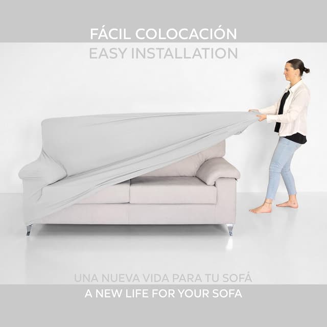 Detalle de Textilhome Copridivano 2 posti con braccioli bianco, fodera elasticizzata antigraffio per gatti