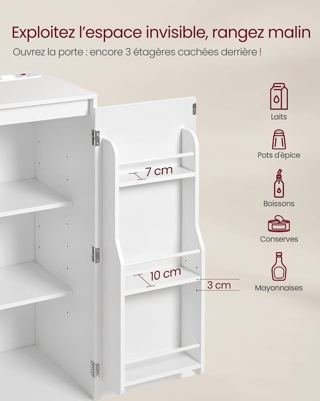 Detalle 2 de VASAGLE BBK373WB01 buffet cuisine 53 cm