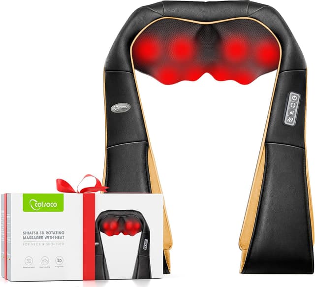 Detalle de cotsoco Neck Massager with Shiatsu 3D Kneading, Heat & Auto-Reverse Nodes (Orange)