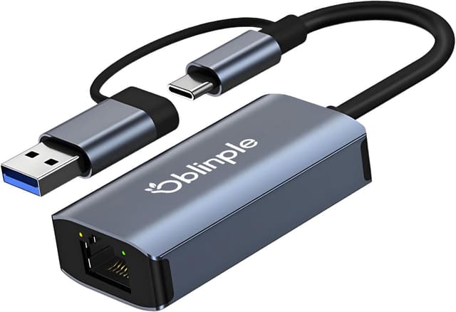 Detalle de Oblinple USB‑C-auf-Ethernet-Adapter (1000 Mbps) – USB 3.0 auf RJ45 Gigabit LAN