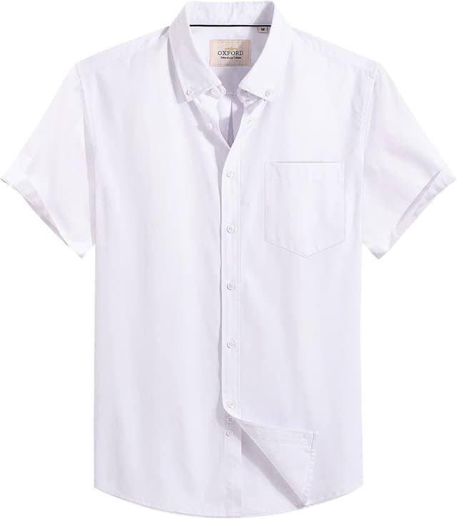 Detalle 2 de J.VER Men’s Short Sleeve Smart Casual Oxford Shirt (Regular Fit, Plain Button-Down, Cotton)