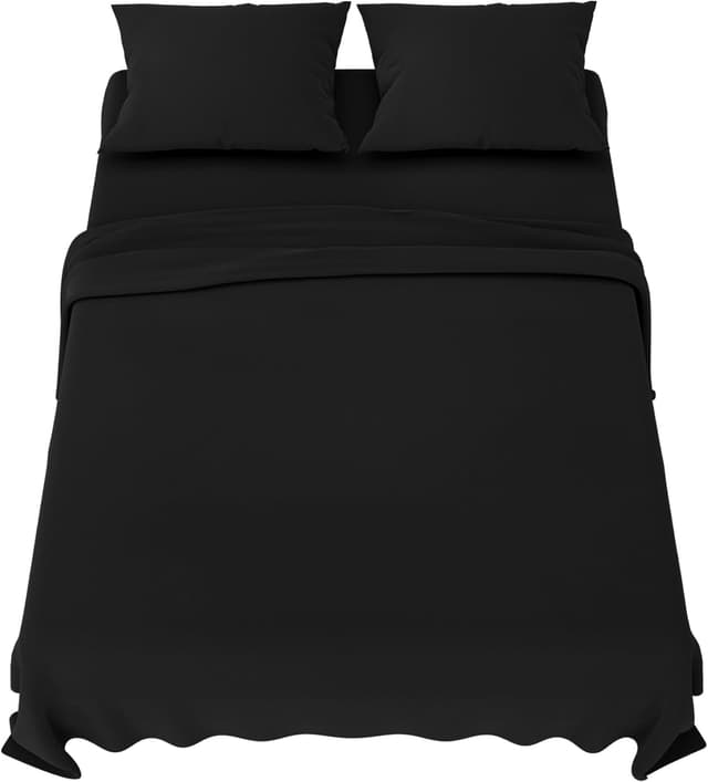 Detalle de Dreamzie Parure de lit 160x200 cm (4 pièces) en microfibre noir certifiée Oeko-Tex