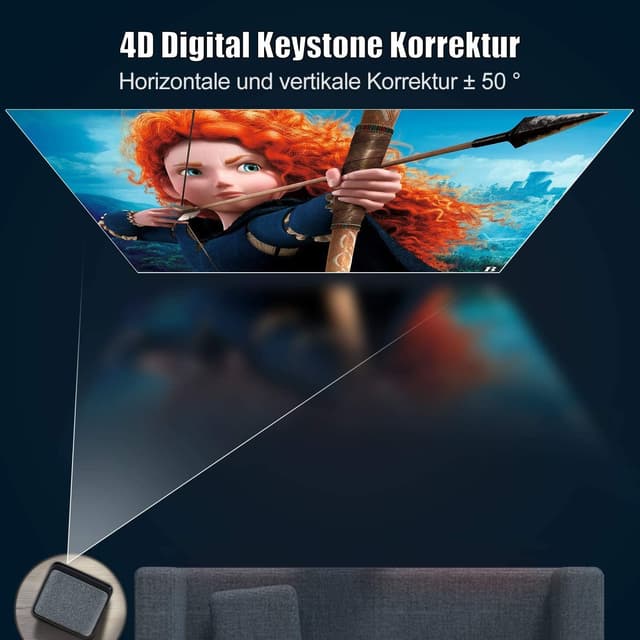 Detalle 2 de Proiettore 4K WiMiUS (Serie K1) con WiFi 6 e Bluetooth per Home Cinema fino a 300