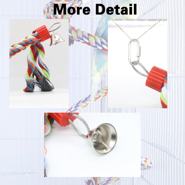 Detalle de JVHLOV 160cm Bird Standing Climbing Toy with Parrot Spiral Rope Swing