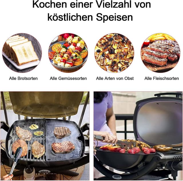 Detalle de 6559 Gusseisen Grillplatte als Ersatzteil für Weber Q200/Q220/Q240 (38,9 cm) – passende Bratpfanne für die Griddle-Nutzung