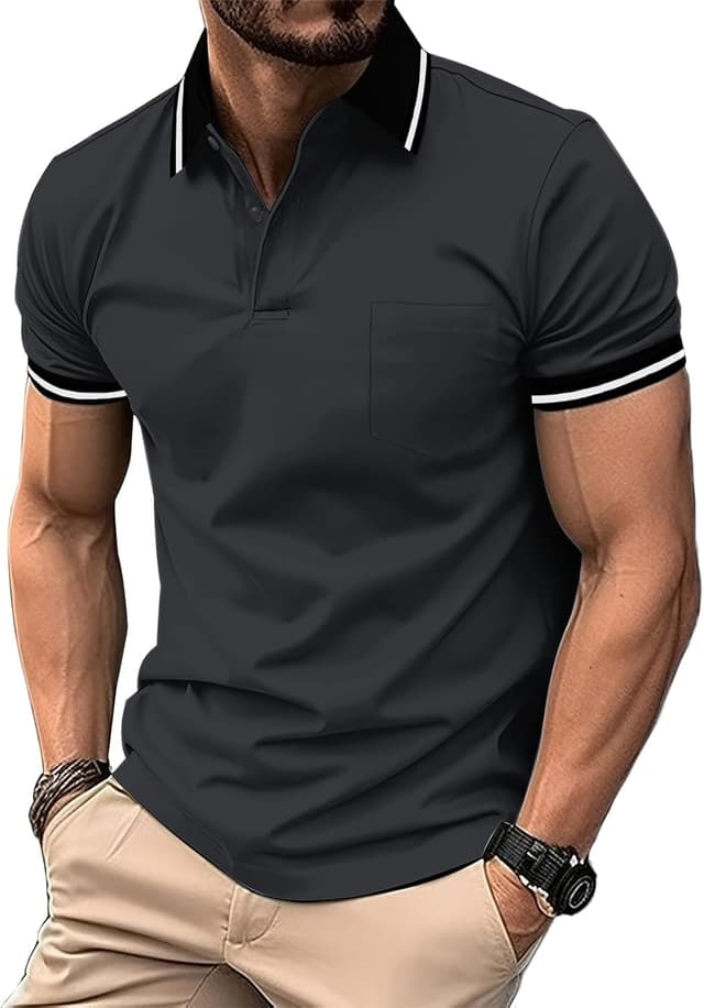 Detalle de SwissWell lot de 5 polos homme pour le golf, manches courtes respirants en polyester