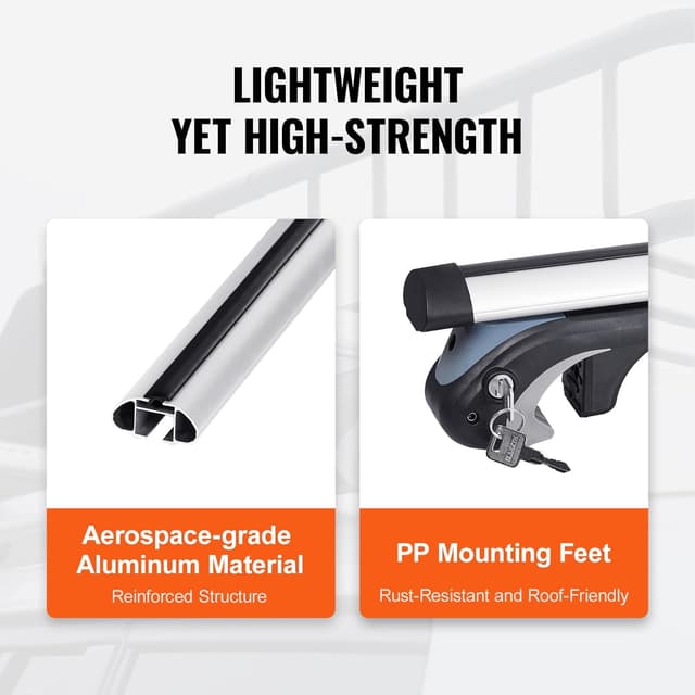 Detalle de VEVOR Universal Dachträger-Querträger aus Aluminium bis 90 kg – passend bei Seitenholmen mit Lücke