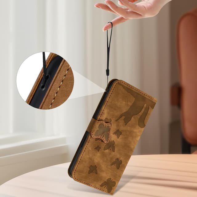 Detalle de LSPCASA Handyhülle für Samsung Galaxy S25 Edge (6.7 Zoll) – PU-Flipcase mit Schmetterlingskatze, Kartenfach und Standfunktion (lila)