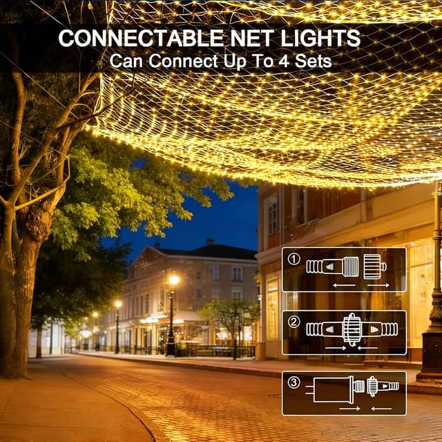 Detalle de yowin Rete luminosa da esterno 3x2 m con 200 LED, 8 modalità e timer (catena luminosa prolungabile)