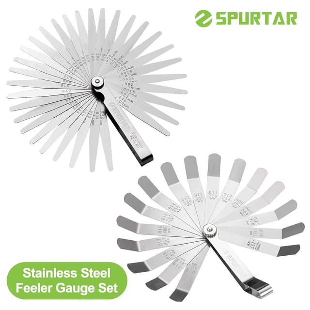 Detalle de Spurtar Feeler Gauges Set (32 tapered + 16 offset blades) dual-marked SAE/metric stainless steel