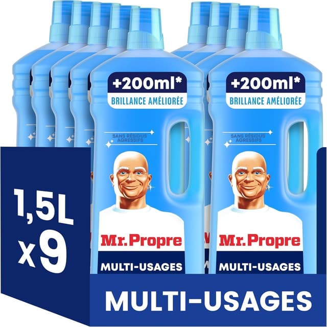 Detalle de Mr. Propre Nettoyant Liquide Sol Multi-Usages Grand Format 1,5 L (parfum Fleurs de Coton) — sans traces